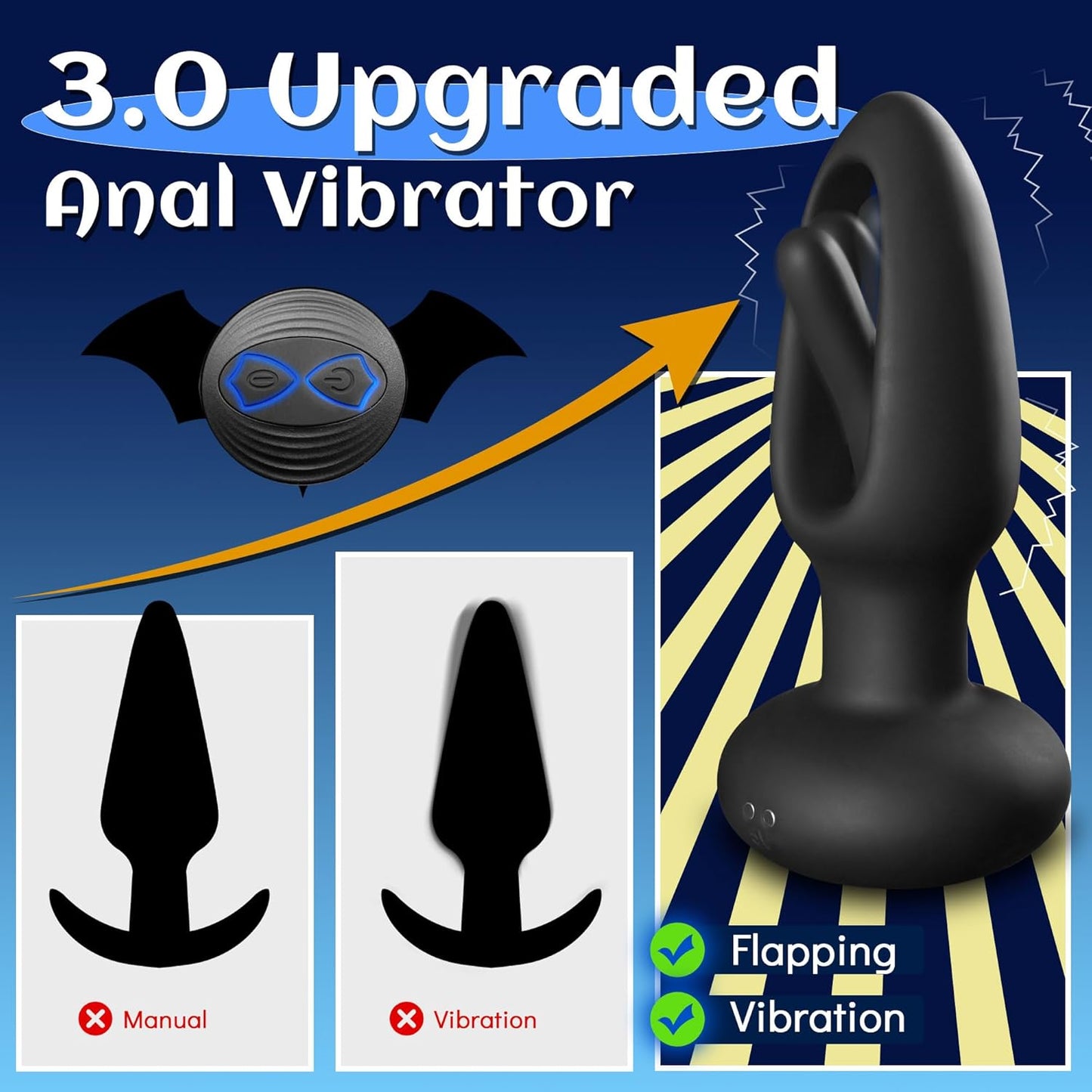 Analvibrator Prostata Massagegerät Plug mit 10 Flapping & Vibrationsmodi