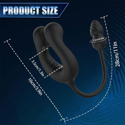 Penisring Butt Plug Penis Massagegerät Trainer mit 10 Vibrationsmodi + 10 Teleskopmodi