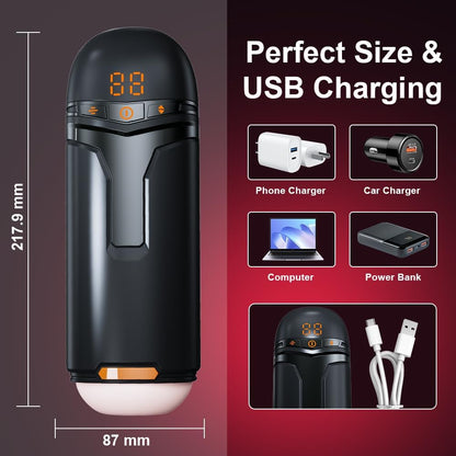 LED-Anzeige Automatischer Masturbator Stroker mit 10 Saug & Stoß & Vibrationsmodi