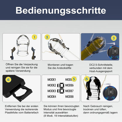 Elektro Shock Eichel Hülse Penistrainer Stimulator mit 8 Modi und 19 Stufen Strömung
