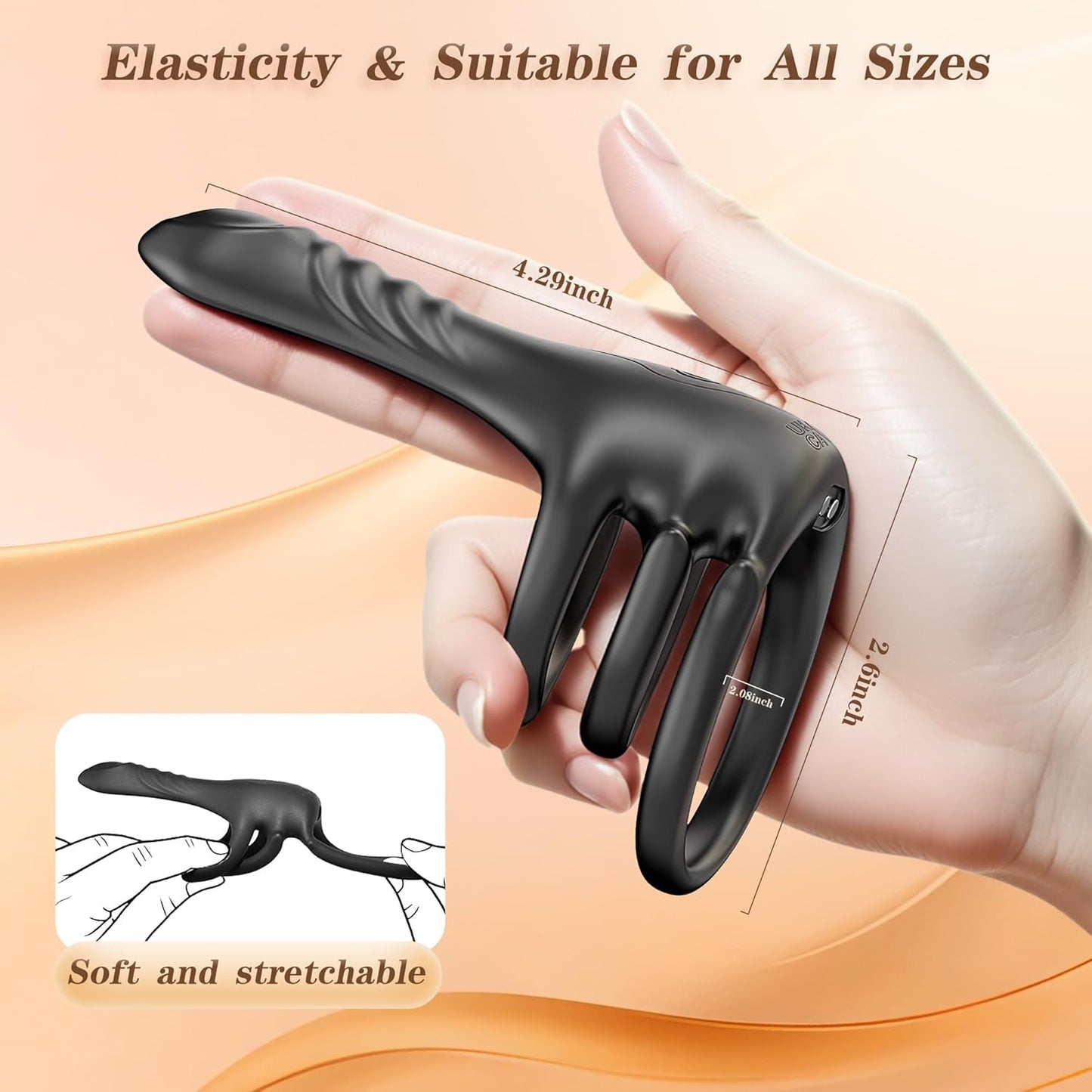 Realistischer Finger Penistrainer Vibrator Cock Ring mit 3 Ringen und 9 Vibrationsmodi