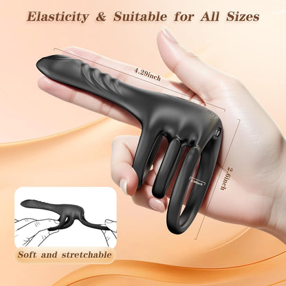 Realistischer Finger Penistrainer Vibrator Cock Ring mit 3 Ringen und 9 Vibrationsmodi