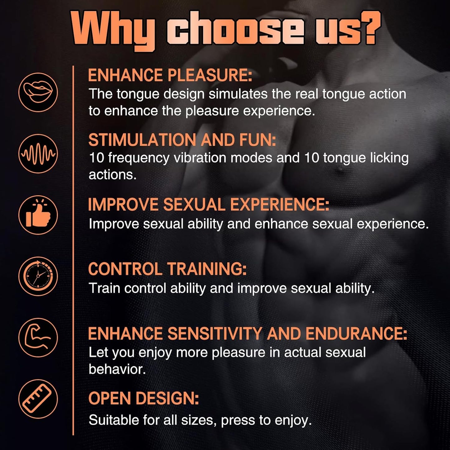 Elektrischer Penistrainer Eichelstimulator mit 10 Zungenleckmodi & Vibrationsmodi