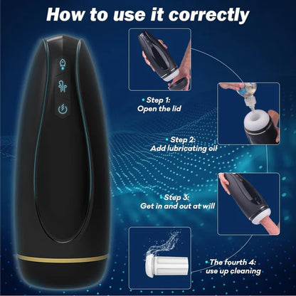 Automatischer Masturbationsbecher Glans Stimulator mit 9 Vibrationsmodi und 5 Saugmodi