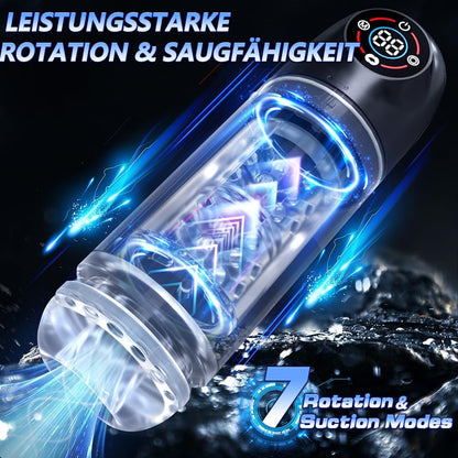360° Zungenlecken Elektrischer Masturbator Penispumpe mit 7 Rotationsmodi und 7 Saugmodi