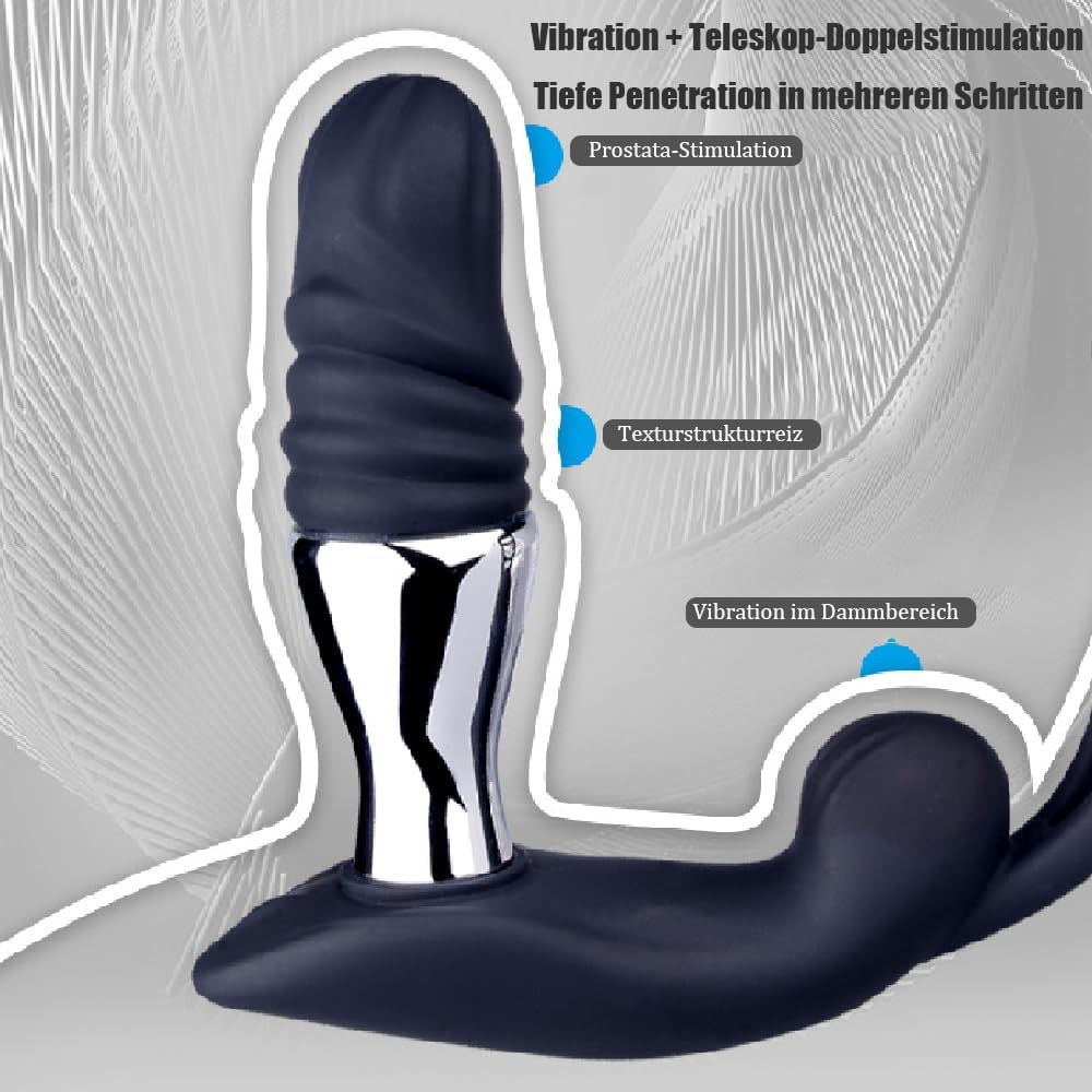E-stim Penisring Analvibratoren mit 10 Vibration & Teleskopisch & 6 Elektroshockmodi