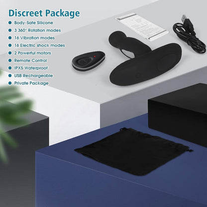 Puls Prostata Stimulator Analvibrator mit 16 & 3 Rotations-Vibrationsmodi