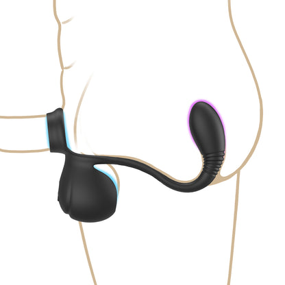 Tragbarer Hodensack Rollender Penis Trainer Stimulator Cock Ring mit 9 Vibrationsmodi