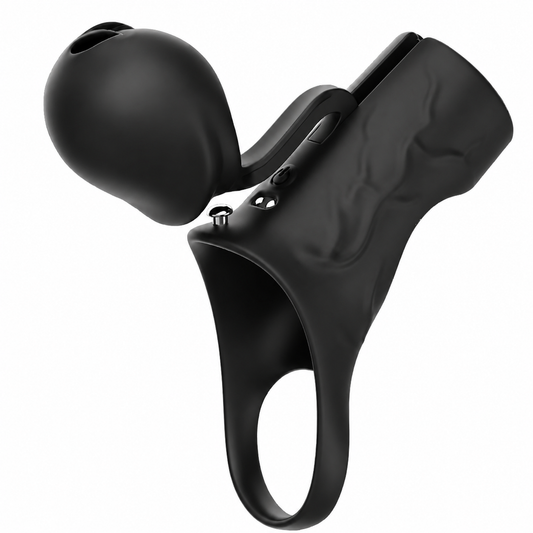 2 IN 1 Penisring Eicheltrainer Vibrator Penishülle Masturbator mit 10 Vibration