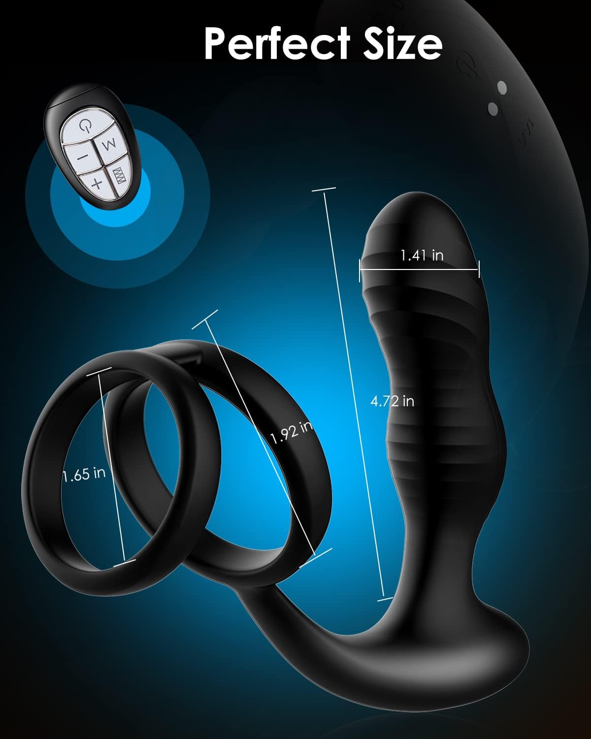 Analplug Vibrator Prostata Massagegerät mit Doppeltem Penisring und 7 Vibrationsmodi