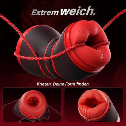 Elektrischer Masturbator Blowjob Taschenmuschi mit 9 Vibrationen & Druckmodus