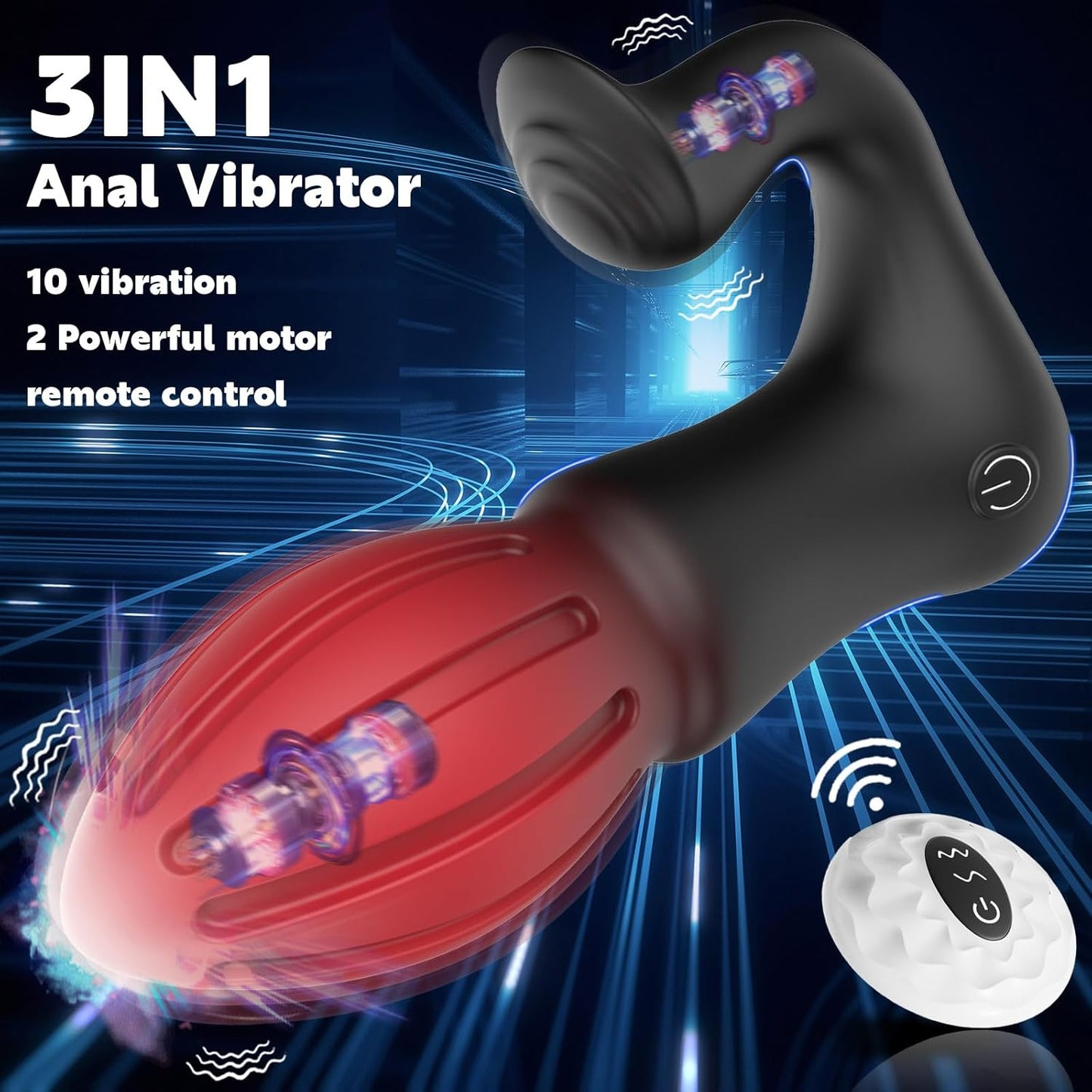 3 in 1 Analspielzeug Prostata Stimulation Analvibrator Analplug mit 10 Vibrationen