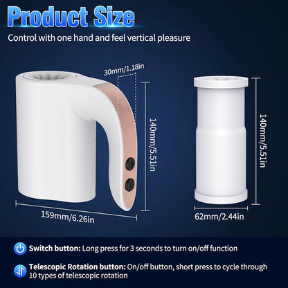 Elektrischer Masturbator Masturbieren Cup mit 5 Rotation Teleskopsmodi und 10 Vibrationsmodi