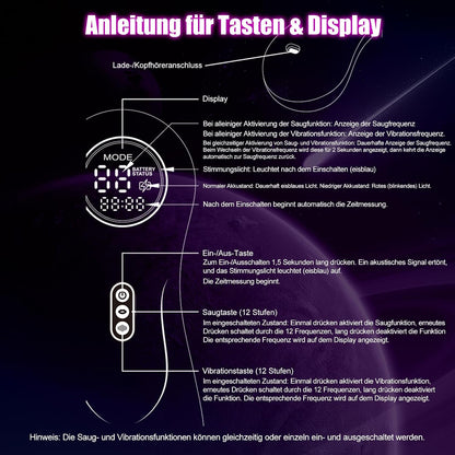 Elektrischer Masturbator Penis Vibrator Trainer Eichel Stimulator mit 12 Saug & Vibrations