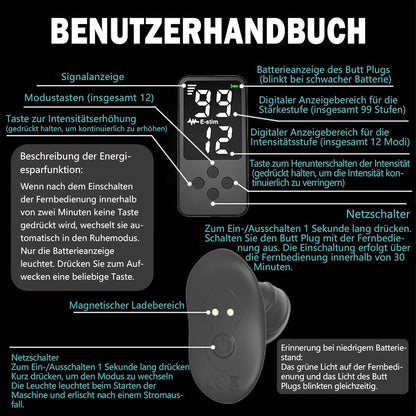 E-stim Elektrische Buttplug Stimulator Prostate Massager  mit 12 Stromschlagmodi