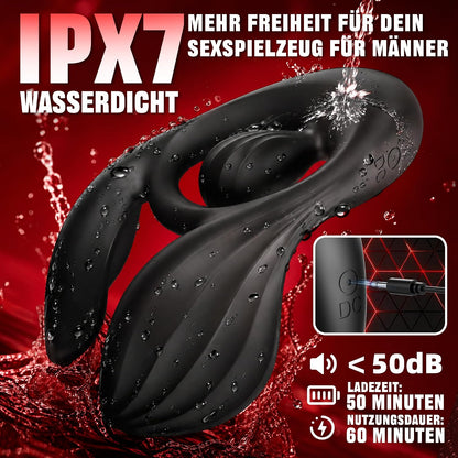 Doppelter Hodenvibrator Penis Trainer Stimulator mit 3 Motoren und 10 Vibrationen