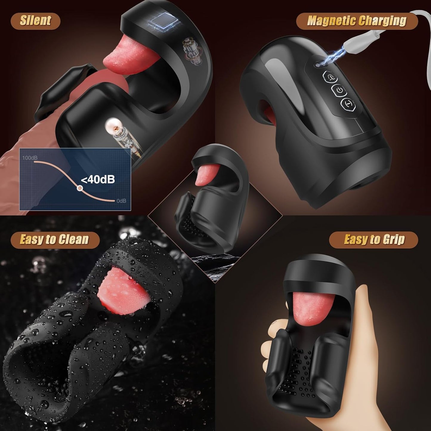 2-in-1 penistrainer elektrische eikelvibrator met 10 likmodi + 10 opvallende modi 