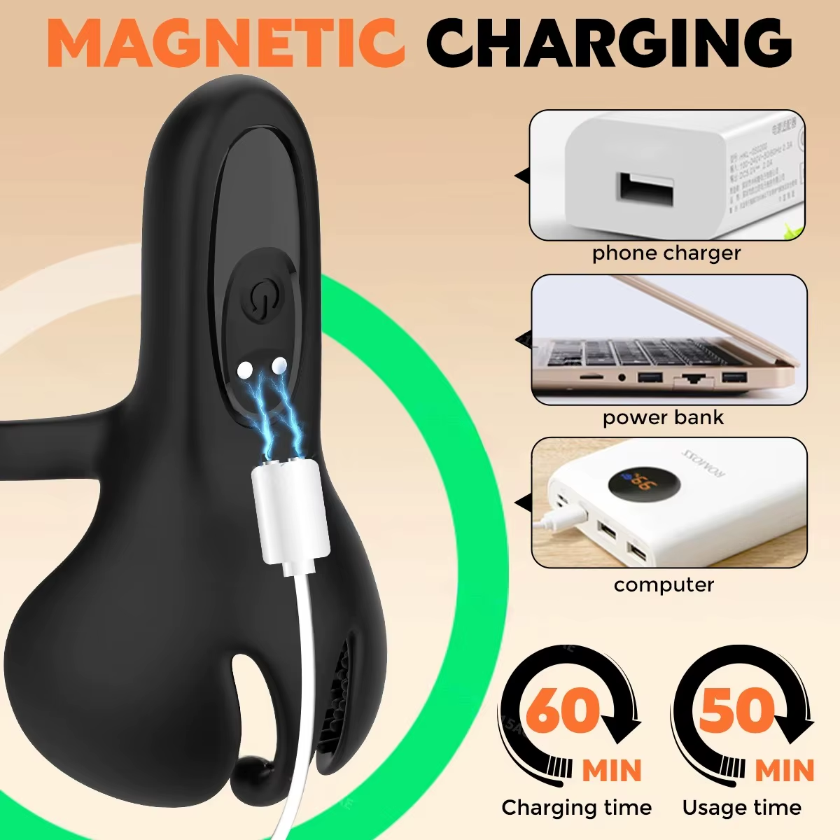 Einstellbarer Penetrations Penisvibrator Massagegerät Stimulator mit 9 Vibrationsmodi