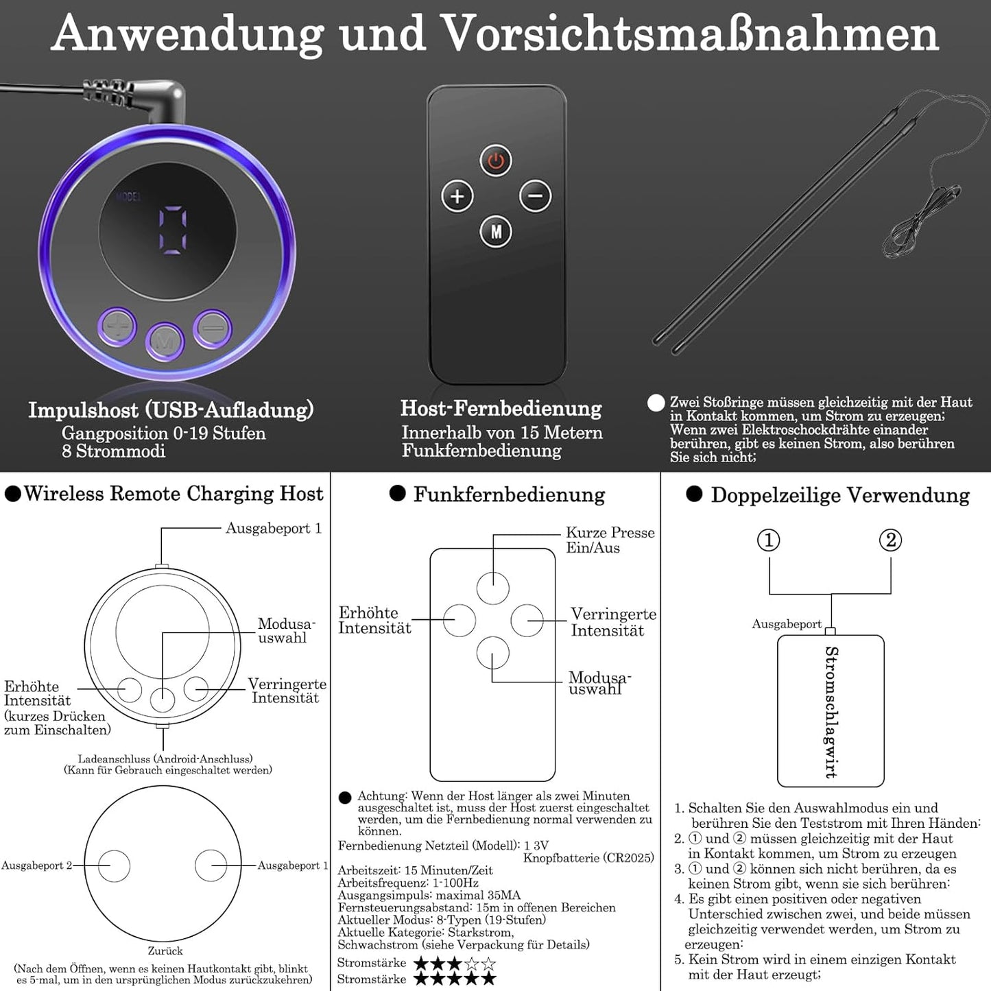 E-STIM Penisring Hodenring Starke Stimulation mit 10 Elektroschock