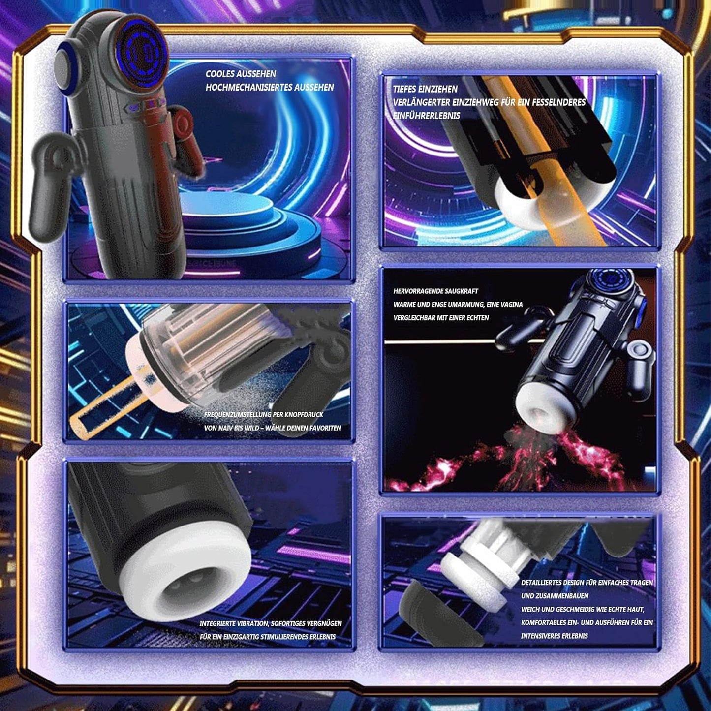 Elektrischer Masturbator Stroker Blowjob mit 4 Teleskopfunktion & 9 Vibration & 4 Saugen