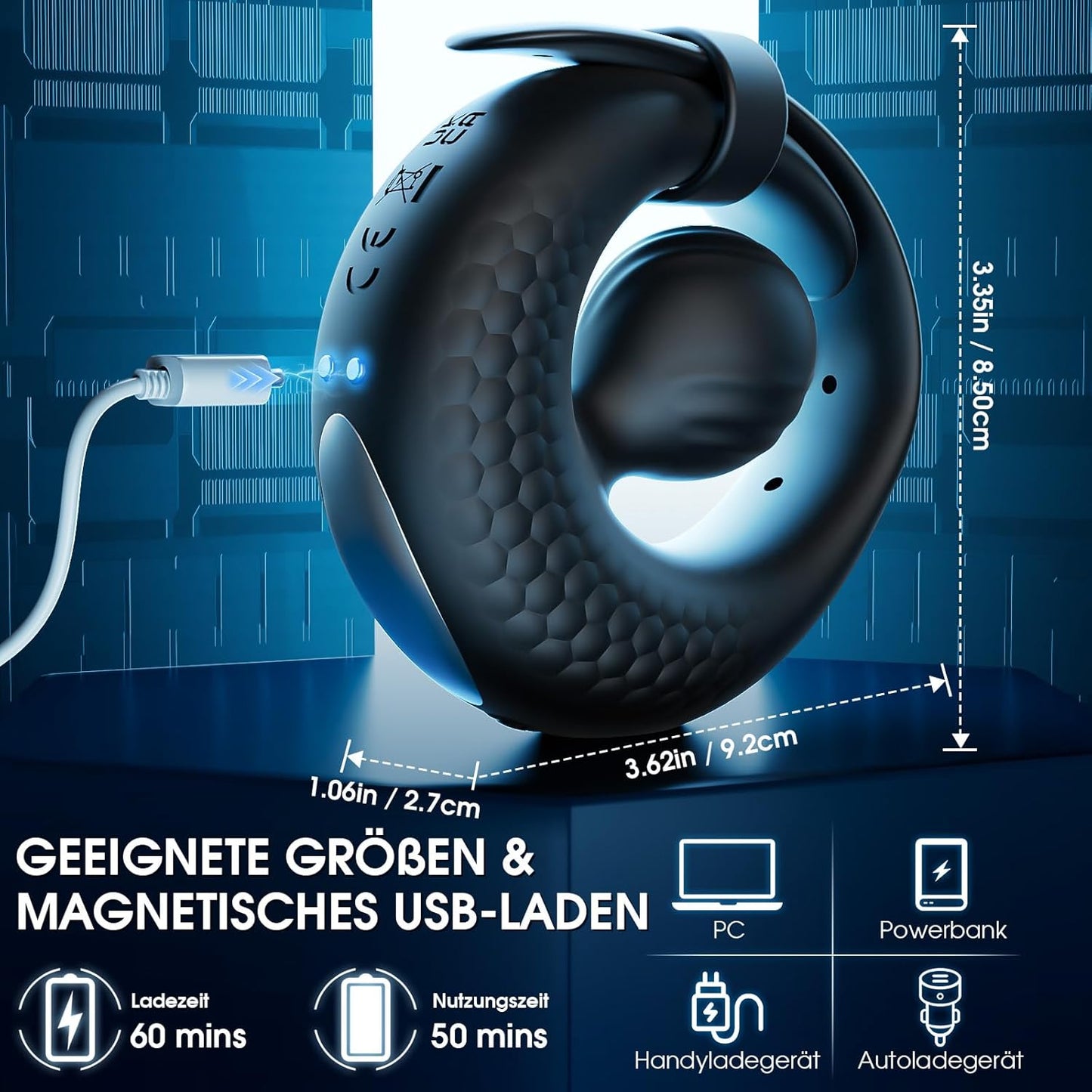 Verstellbarer Penisring Vibrator Perlen-Hodenring Stimulator mit 10 Vibrationsmodi
