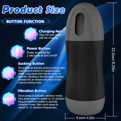 Automatischer Masturbator Penistrainer Stroker mit 12 Vibrations und 4 Saugmodi