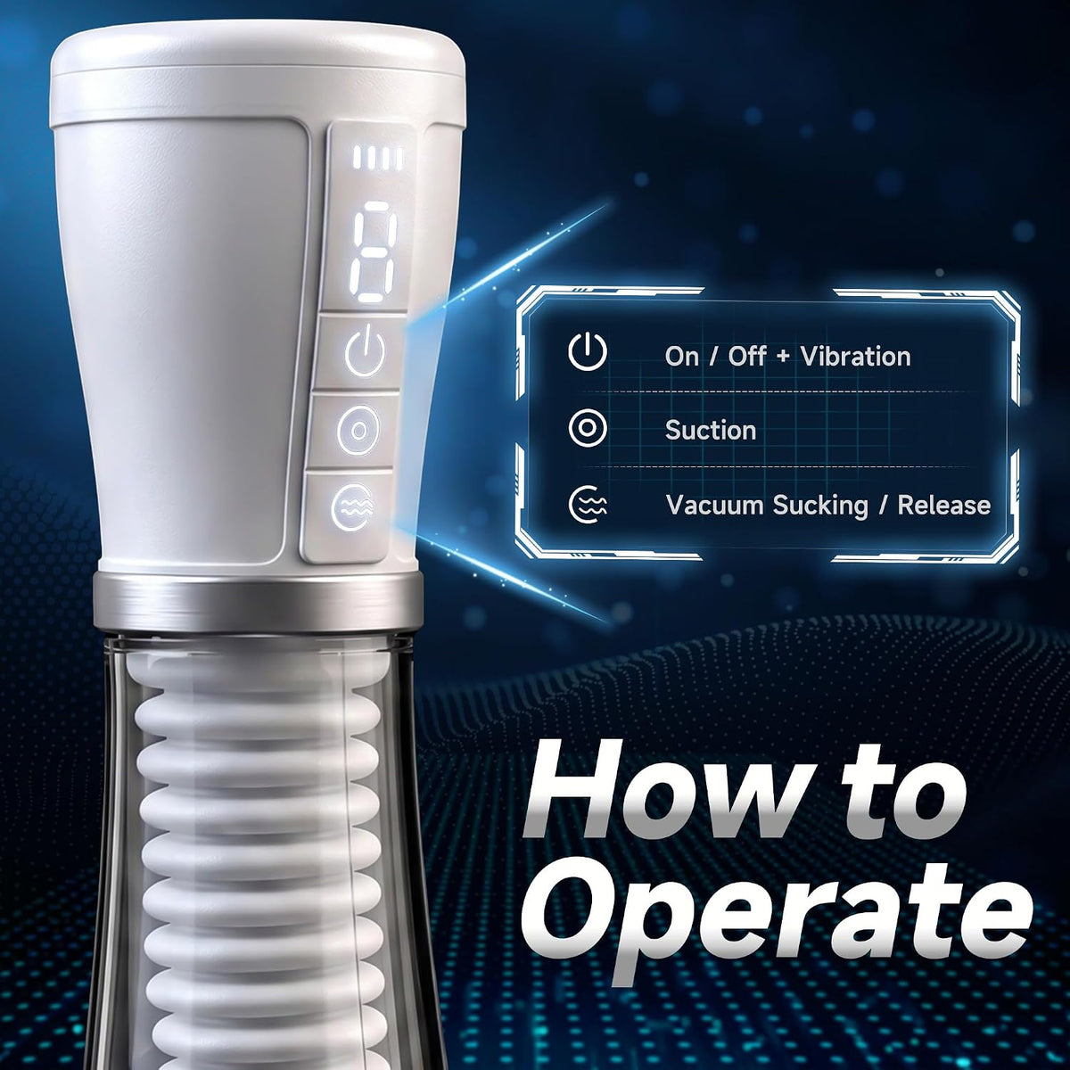 Automatischer Masturbator Penis Vakuumpumpe Stroker mit 5 Saug und 9 Vibrationsstufen