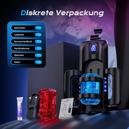 Intelligente Penistrainer Vibrator Masturbatoren mit 10 CM Schubweg & 5 kombinierte Stoss & Rotationsmodi