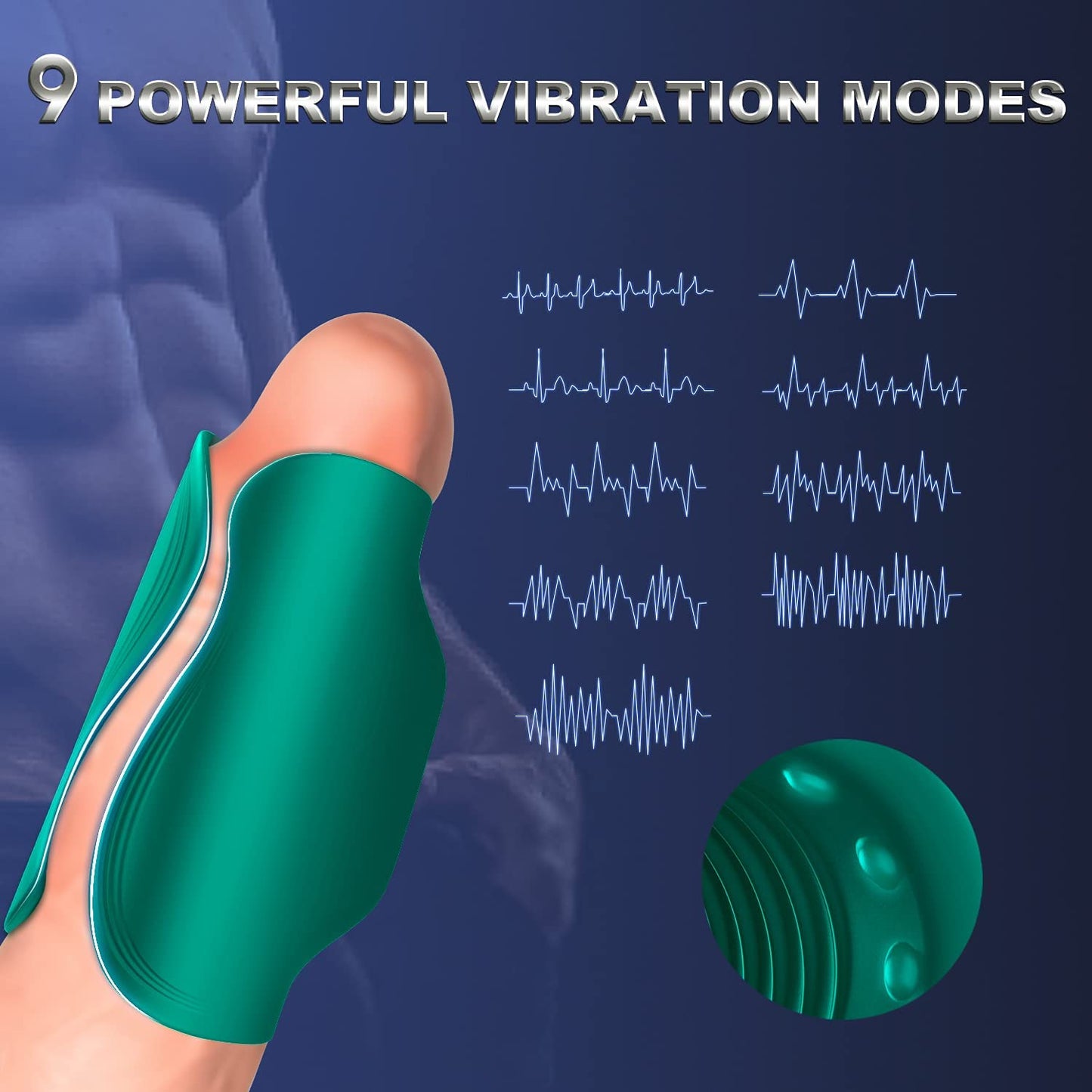 Freihändiger Penistrainer Eichelvibrator Massager Masturbator mit 9 Pulsationsmodi