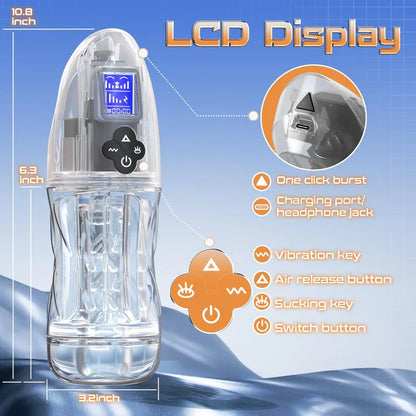 Automatischer Masturbator Penispumpe Stroker mit 7 Saugmodi und 10 Vibrationsstufen