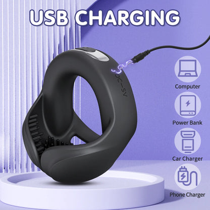 2 IN 1 Extrem Vibrierender Penisring Massagegerät mit 10 Vibrationsmodi