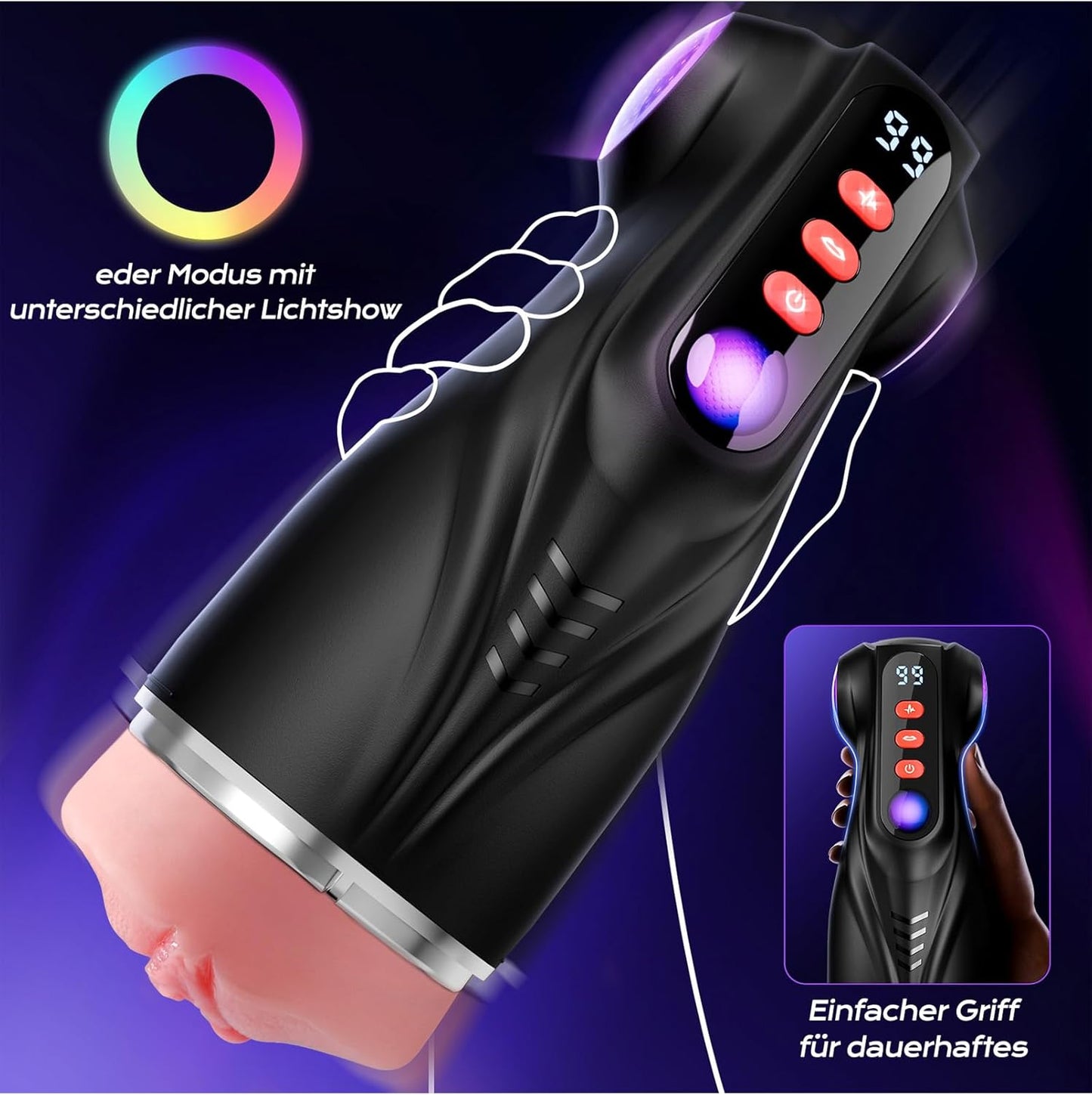 APP Elektrischer Masturbatoren Vagina Blowjob mit 9 Vibrationsmodi & 9 Saugmodus
