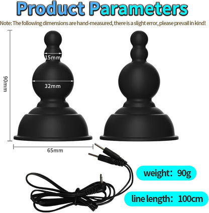 Elektro Shock Nippelsauger Brustwarzenklemmen mit 8 Elektrosex Modi