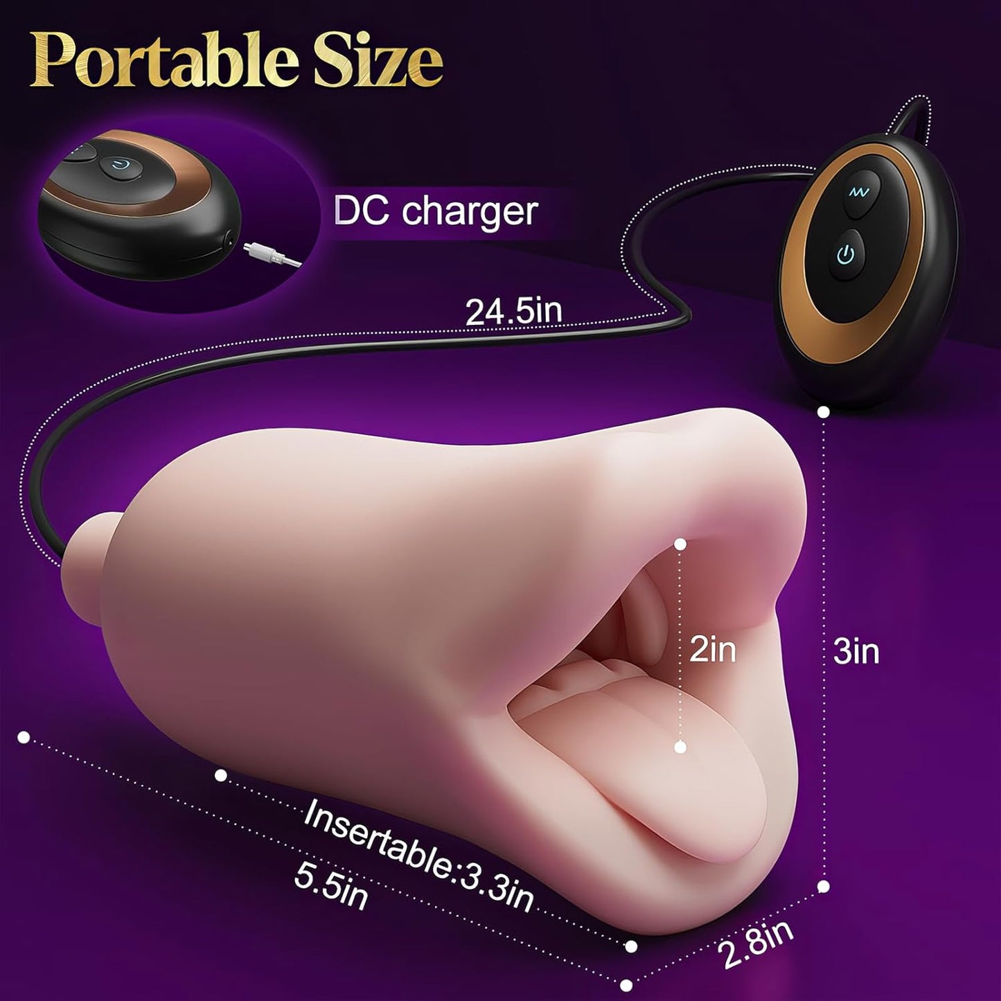 3 IN 1 Oralmasturbator Penistrainer Blowjob Stroker Eichelstimulator mit 10 Schwingungsmodi