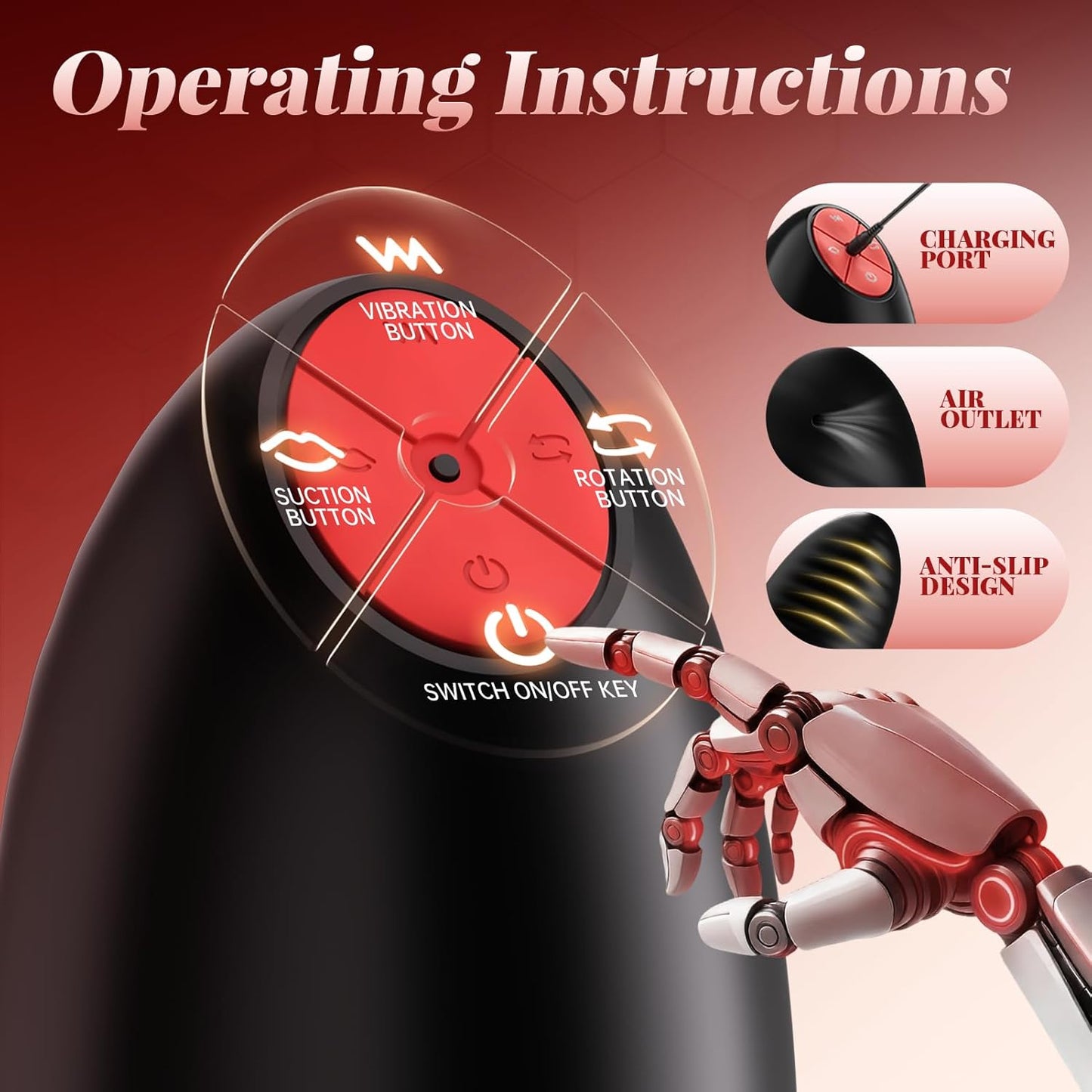 Automatische Masturbator Penistrainer Stroker mit 10 Vibrationsmodi 3 Rotationen 5 Oralsex-Modi