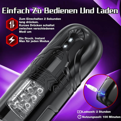 Elektrischer Masturbator Penis Trainer Stroker Blowjob mit 7 Teleskopfunktion & Rotationsmodi