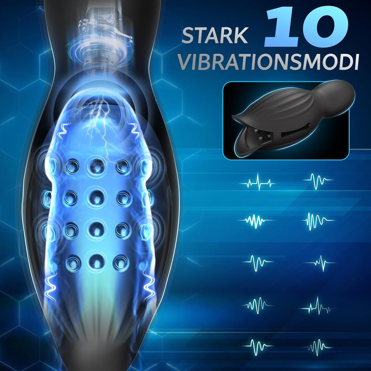 Elektrischer Penistrainer Vibrator Masturbator mit 10 Vibrations und Stimulationsmodi