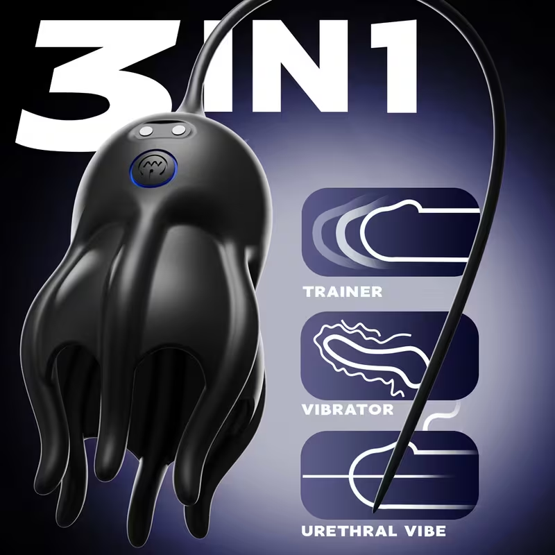 Elektrischer Penistrainer Vibrator Eichelstimulator mit Harnröhrensound & 10 Vibrationsmodi