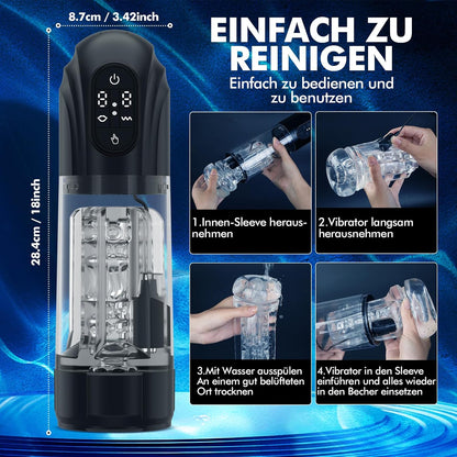 Automatischer Masturbator Blowjob-Stroker Penisstimulator mit 10 Vibrations & Saugmodi