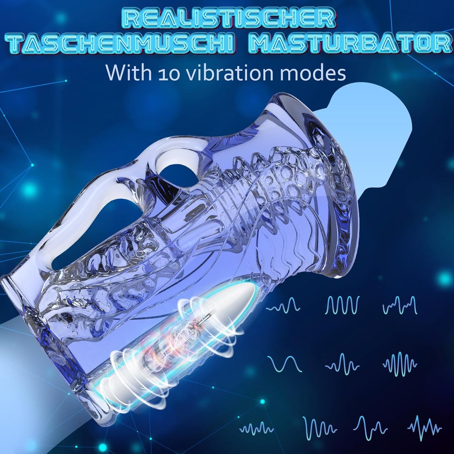 Elektrischer Penistrainer Pocket Pussy Blowjob Stroker mit 10 Vibrationsmodi