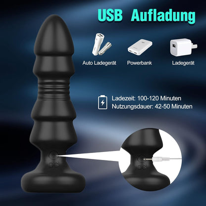 Multifunktional Anal Vibratoren Analvibrator Buttplug Prostata Stimulator mit 5 Teleskopmodi