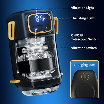 Tragbarer Automatischer Masturbator Stroker Blowjob mit 9 Stoß und 9 Vibrationsmodi