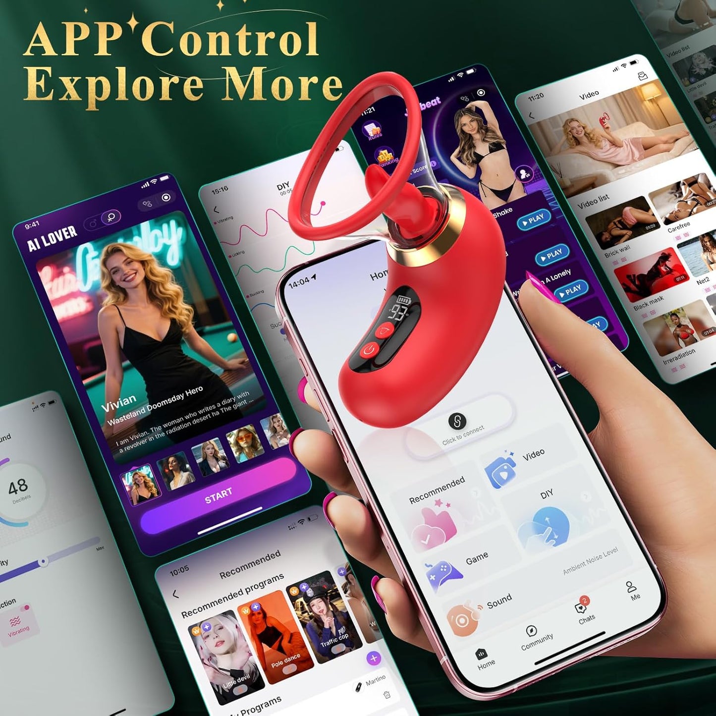 5 IN 1 Rosenvibrator G-Punkt Stimulator mit 3 Saug 9 Vibrations und Leckmodi