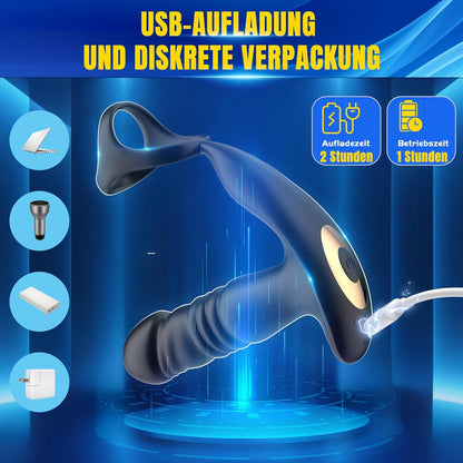 4 IN 1 Analvibrator Penisring Prostata Massagegerät mit 9 Schubmodi & 9 Vibrationsstufen