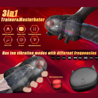 Eicheltrainer Stimulator Masturbatoren mit 10 Leistungsstarken Vibrationsmodi