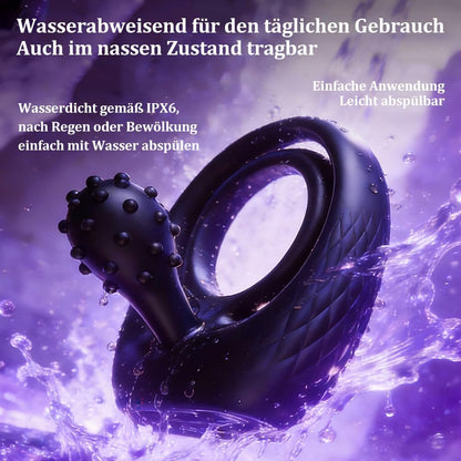 360° Verstellbarem Doppelter Cock Ring Penistrainer Vibrator mit 9 Vibrations