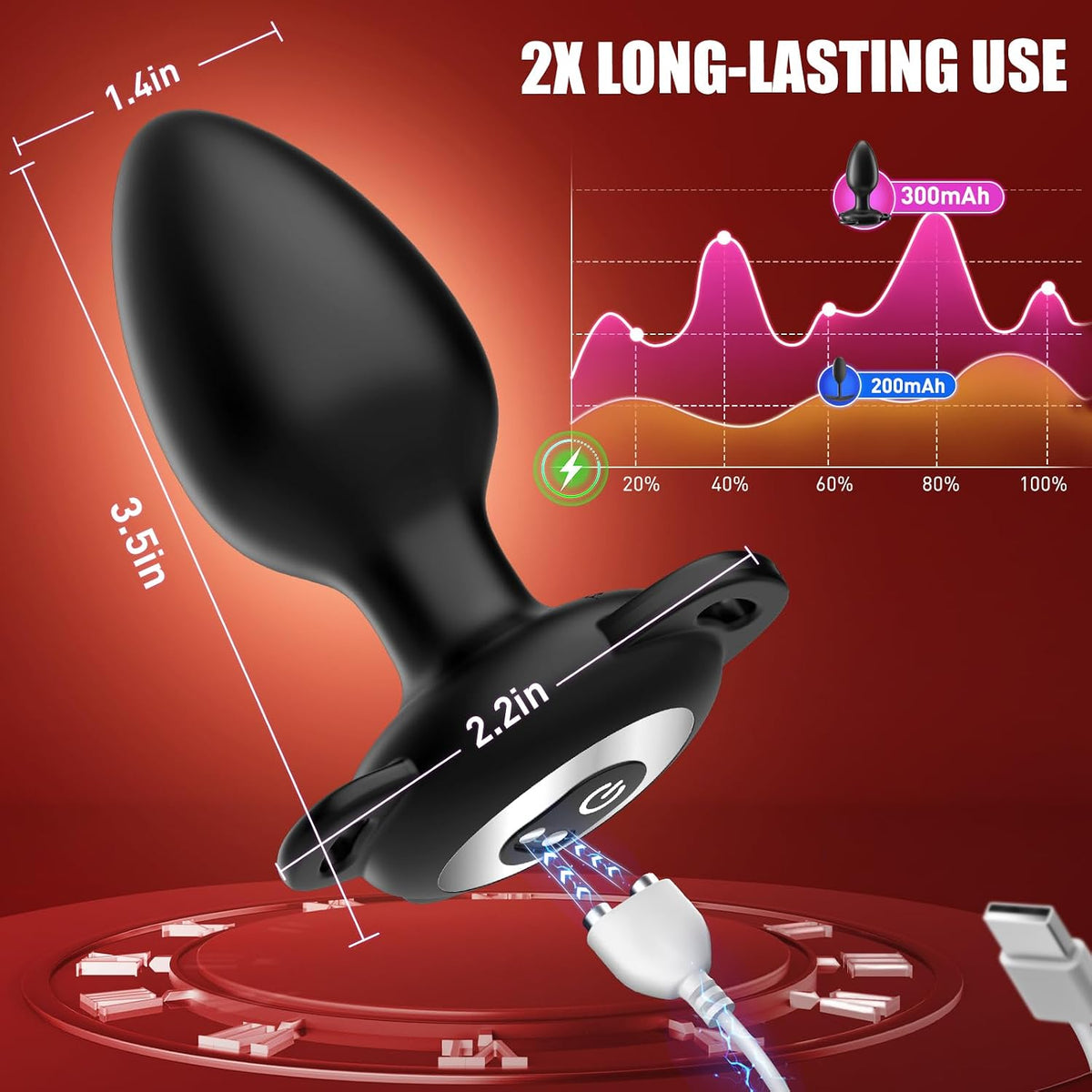 Tragbarer Prostatamassager Vibrator Analplug Stimulator mit 10 Vibrationsmodi
