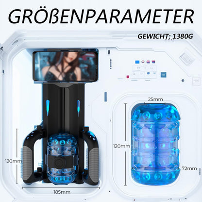 3D Multifunktionales Elektrischer Masturbator mit 6-frequency Fixed-point Telescopic