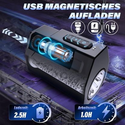 Telescopische elektrische masturbatorbeker met 7 vibratiestanden en 5 rotatiesnelheden 