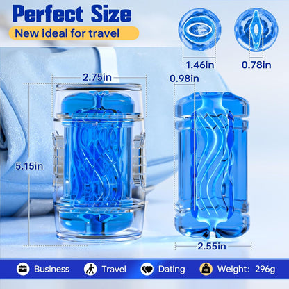 Open-Ended Quetschbarer Masturbator Penistrainer Stroker Blowjob mit Spiralstruktur